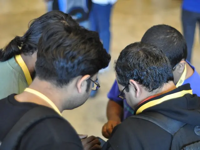 In this image I can see the group of people are standing and wearing different color dresses.