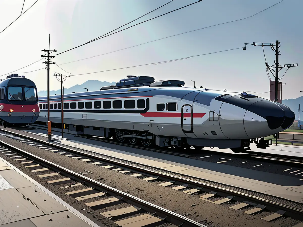 The demonstration of the CR450AF bullet train prototype on a railway track in Beijing.